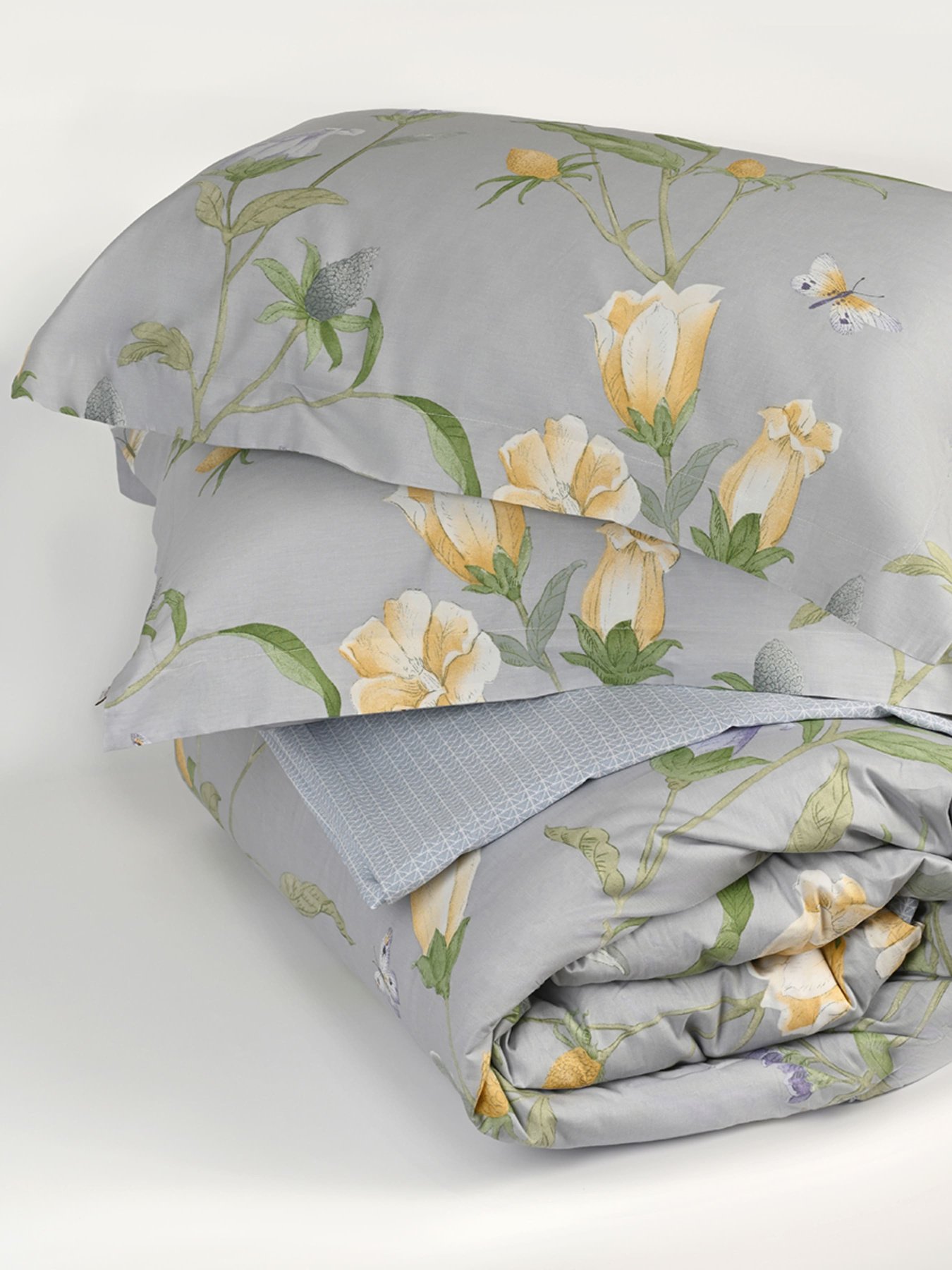 Наволочка "Пісня квітів" з натурального сатину MBM MY HOME модель BL-P-05 GRAY/PRINT Фото