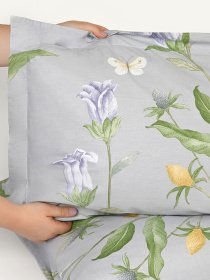 Наволочка "Пісня квітів" з натурального сатину MBM MY HOME модель BL-P-05 GRAY/PRINT Фото