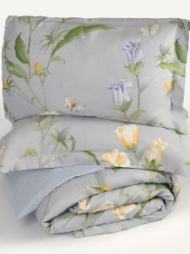 Наволочка "Пісня квітів" з натурального сатину MBM MY HOME модель BL-P-05 GRAY/PRINT Фото