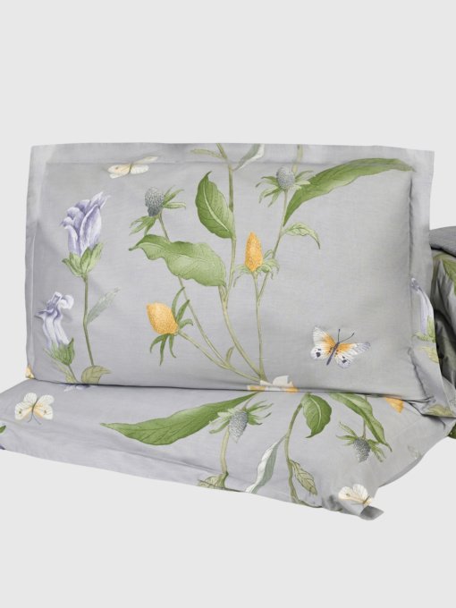 Наволочка "Песня цветов" из натурального сатина MBM MY HOME модель BL-P-05 GRAY/PRINT Фото