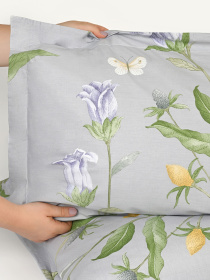 Наволочка "Пісня квітів" з натурального сатину MBM HOME модель BL-P-05 GRAY/PRINT Фото