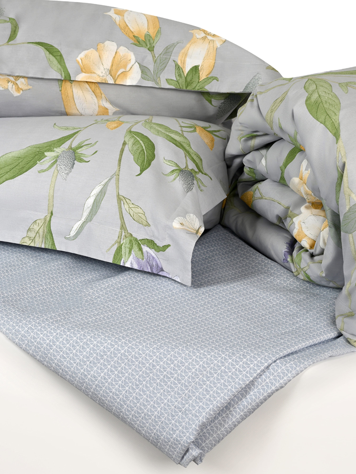 Простирадло "Пісня квітів" з натурального сатину MBM MY HOME модель BL-FS-09/10 GRAY Фото