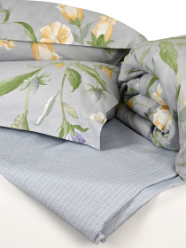 Простынь "Песня цветов" из натурального сатина MBM HOME модель BL-FS-09/10 GRAY Фото