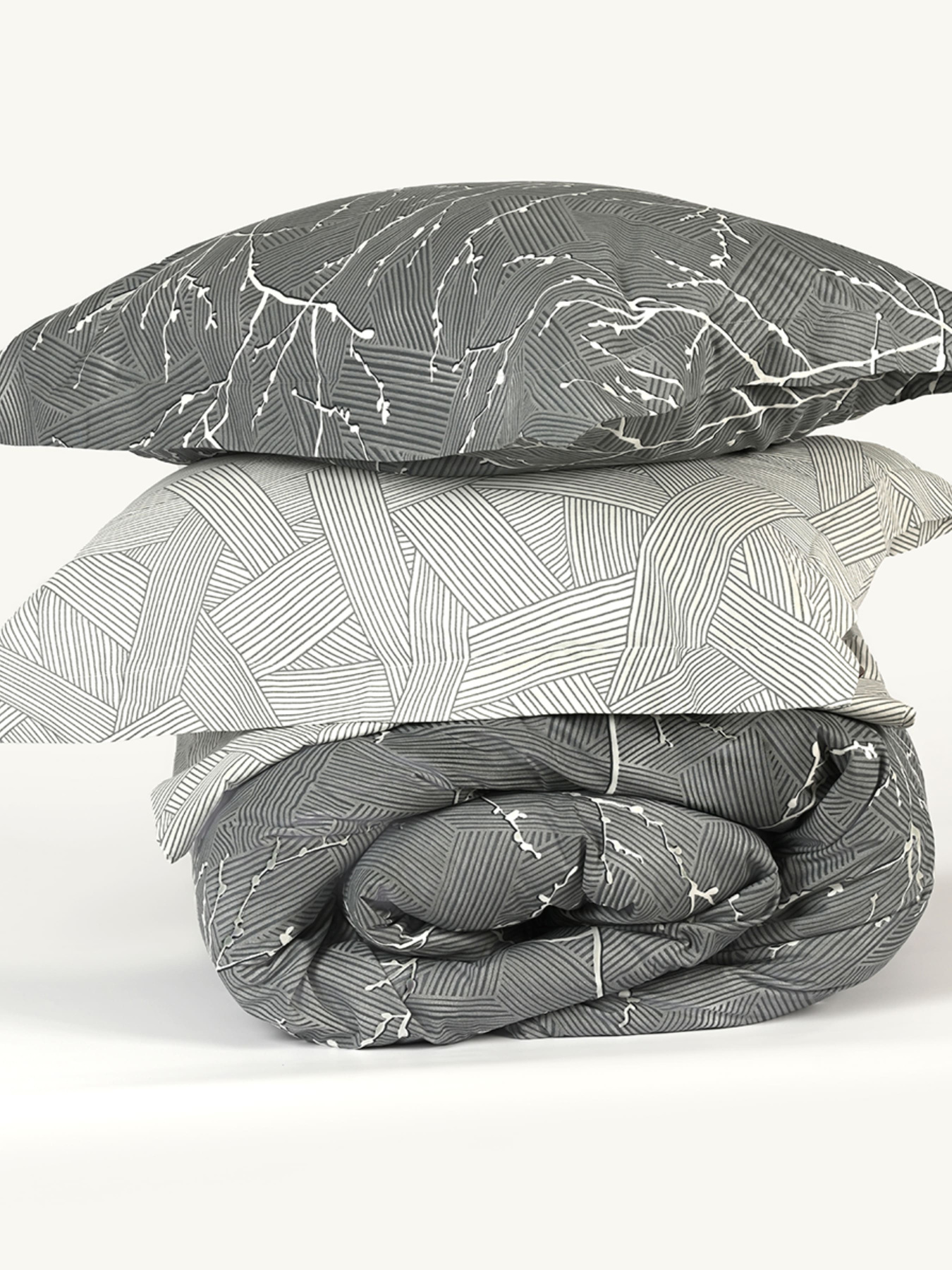 Наволочка "Петрикор" темно-серая из натурального сатина MBM MY HOME модель BL-P-08 GRAY/PRINT Фото