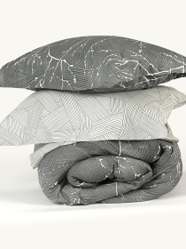 Наволочка "Петрикор" темно-серая из натурального сатина MBM MY HOME модель BL-P-08 GRAY/PRINT Фото