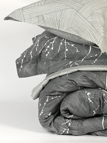 Наволочка "Петрикор" светло-серая из натурального сатина MBM MY HOME модель BL-P-09 GRAY/PRINT Фото