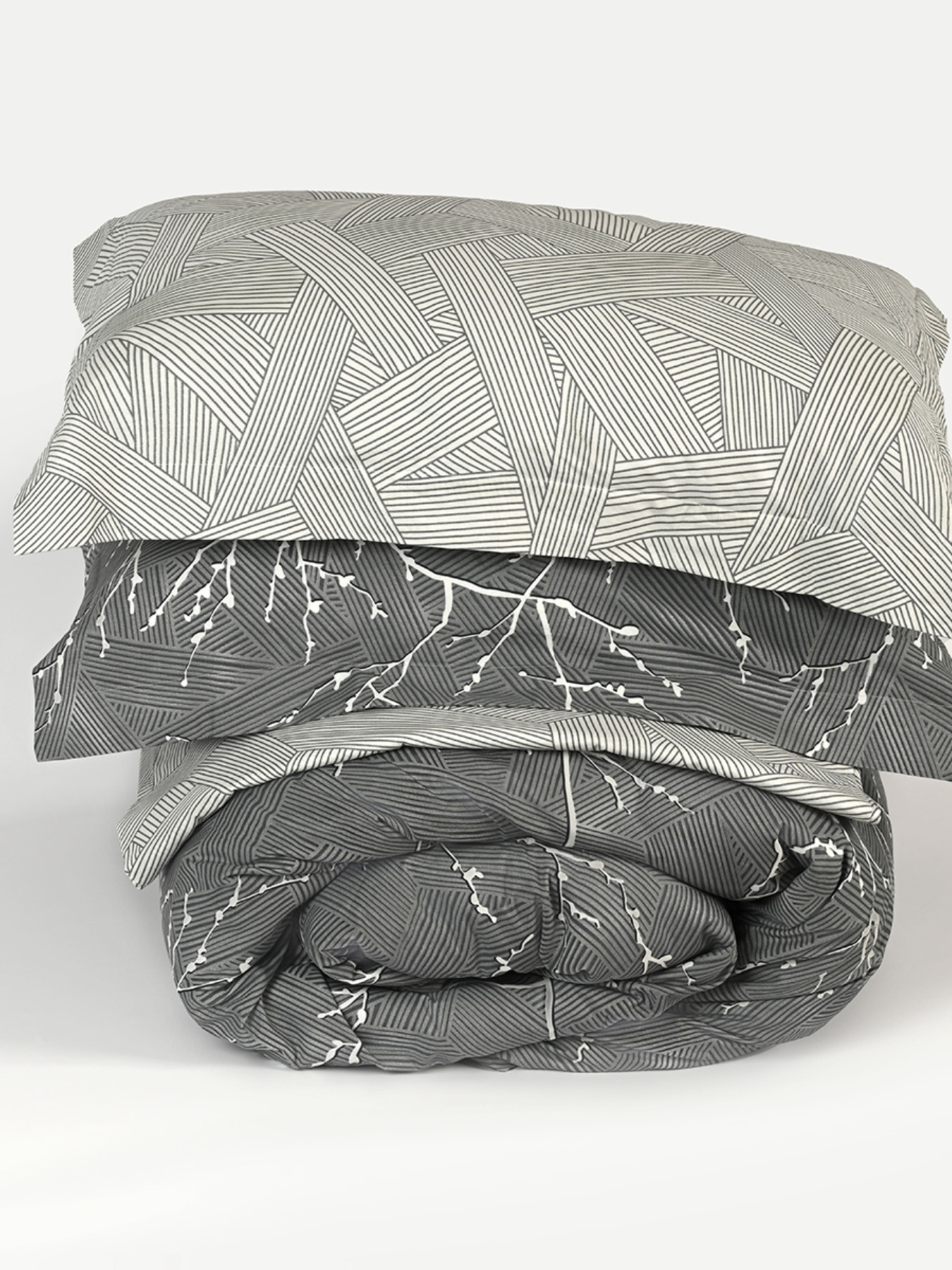 Наволочка "Петрикор" світло-сіра з натурального сатину MBM HOME модель BL-P-09 GRAY/PRINT Фото