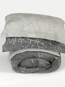 Наволочка "Петрикор" світло-сіра з натурального сатину MBM HOME модель BL-P-09 GRAY/PRINT Фото