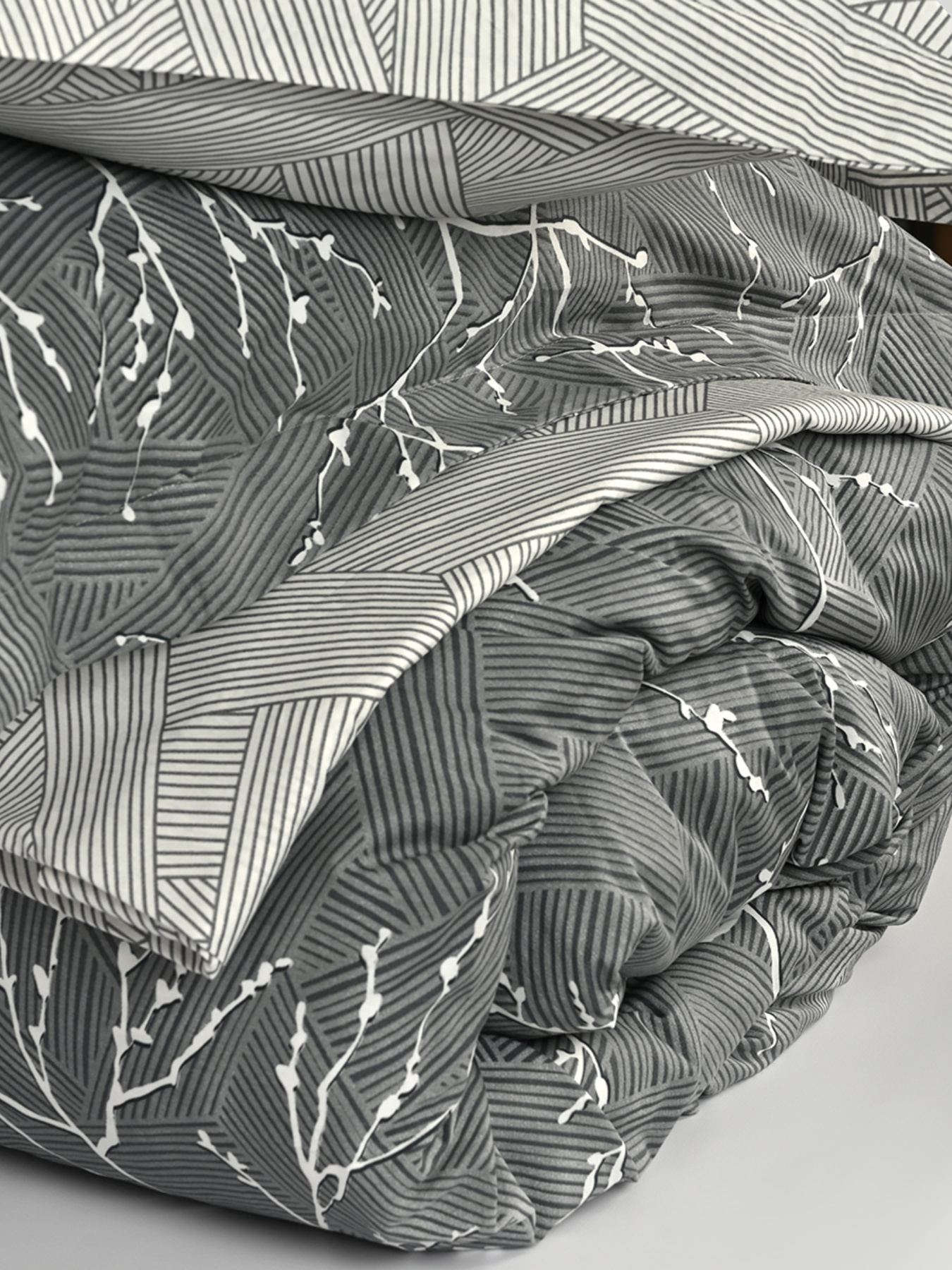 Підковдра "Петрикор" з натурального сатину MBM MY HOME модель BL-DC-13/14 GRAY/PRINT Фото