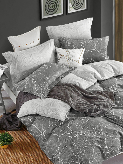 Підковдра "Петрикор" з натурального сатину MBM MY HOME модель BL-DC-13/14 GRAY/PRINT Фото