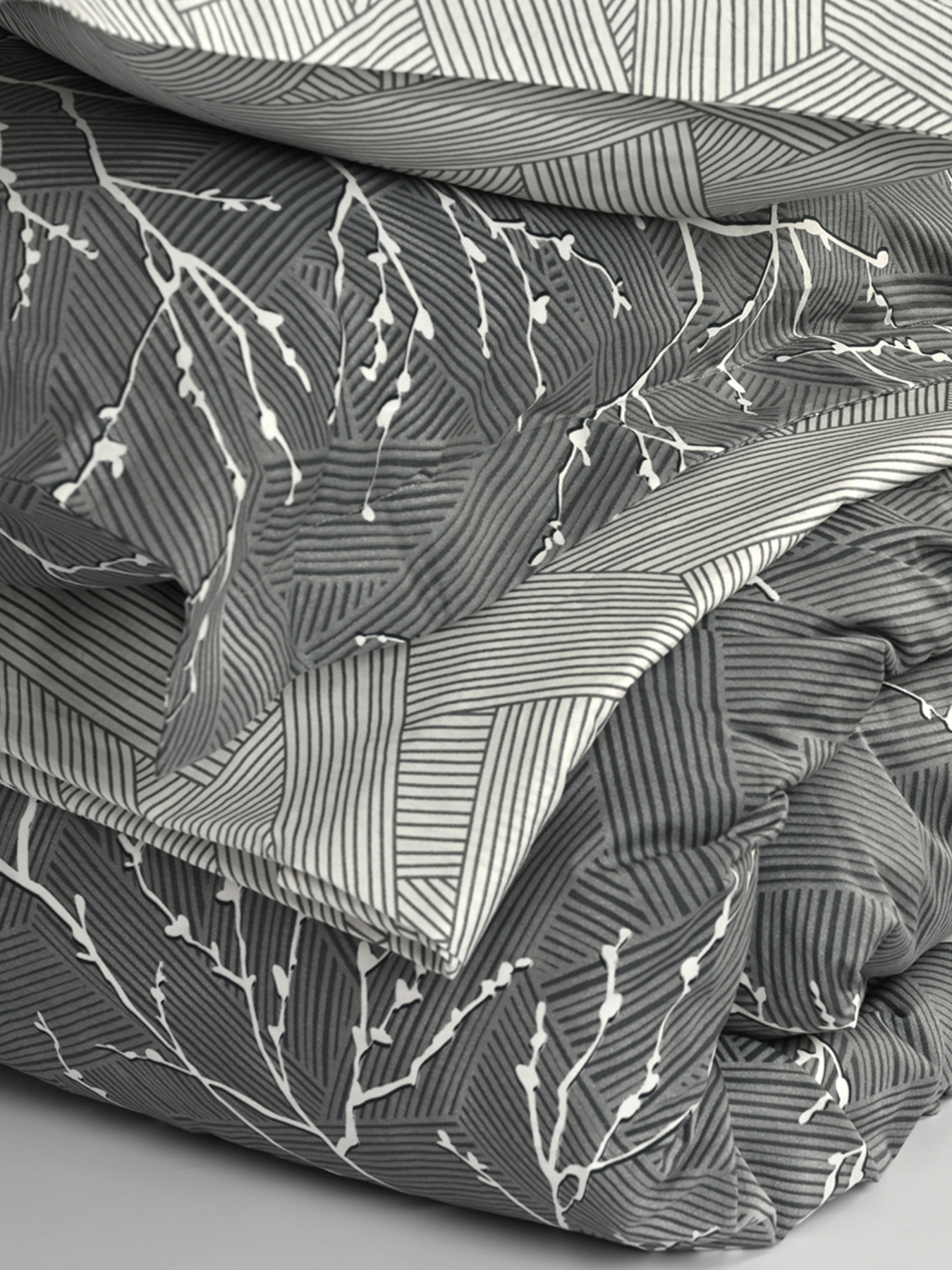 Простынь "Петрикор" из натурального сатина MBM MY HOME модель BL-FS-13/14 GRAY/PRINT Фото