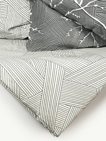 Простынь "Петрикор" из натурального сатина MBM MY HOME модель BL-FS-13/14 GRAY/PRINT Фото