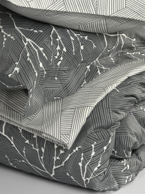 Простынь "Петрикор" из натурального сатина MBM MY HOME модель BL-FS-13/14 GRAY/PRINT Фото