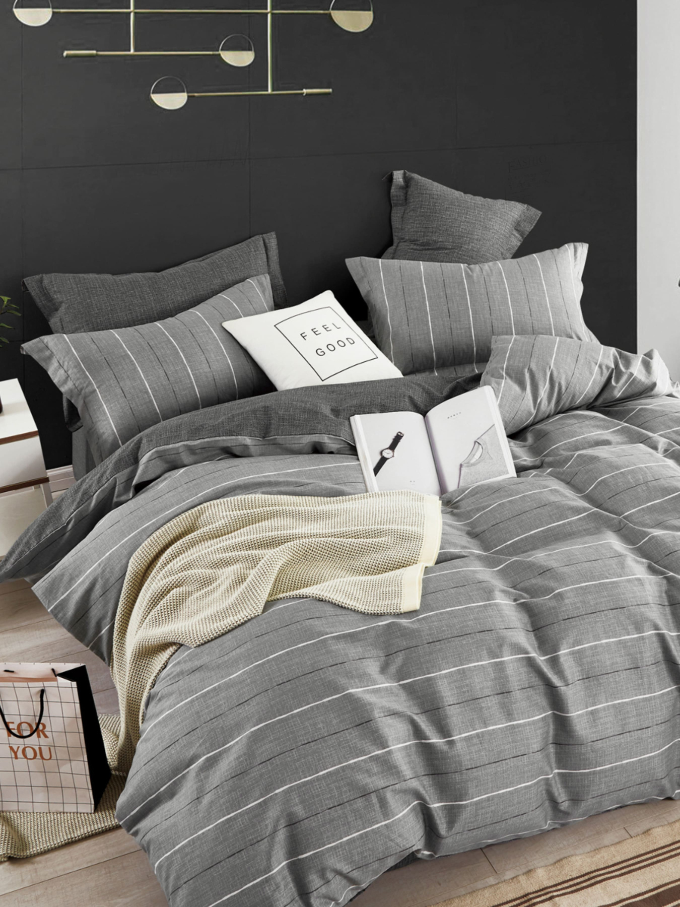 Наволочка "Сумерки" темно-серая из натурального сатина MBM HOME модель BL-P-07 GRAY/PRINT Фото