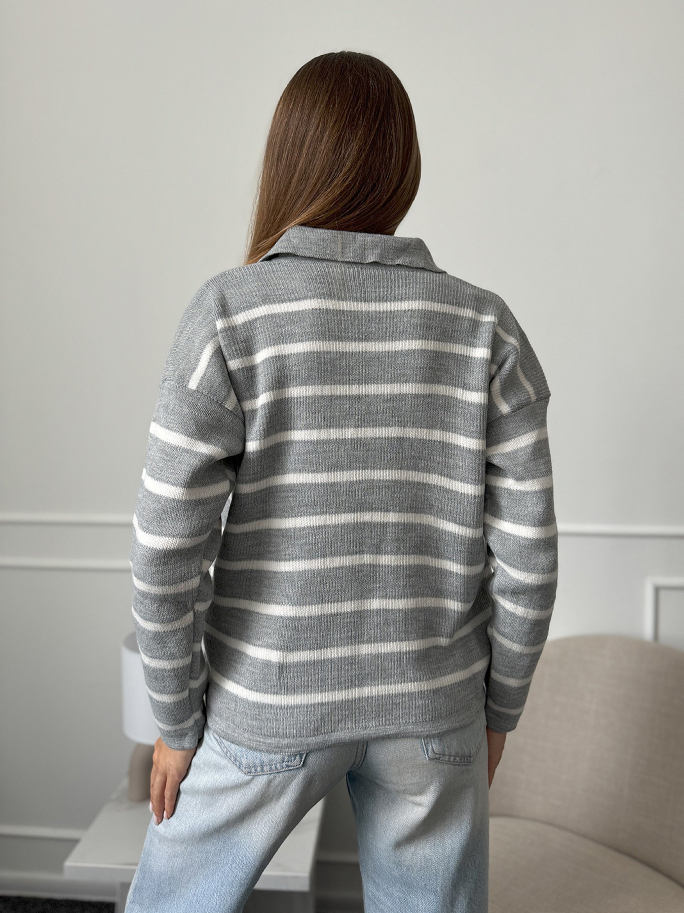 Джемпер ISSA Plus модель WN20-656_серый Фото