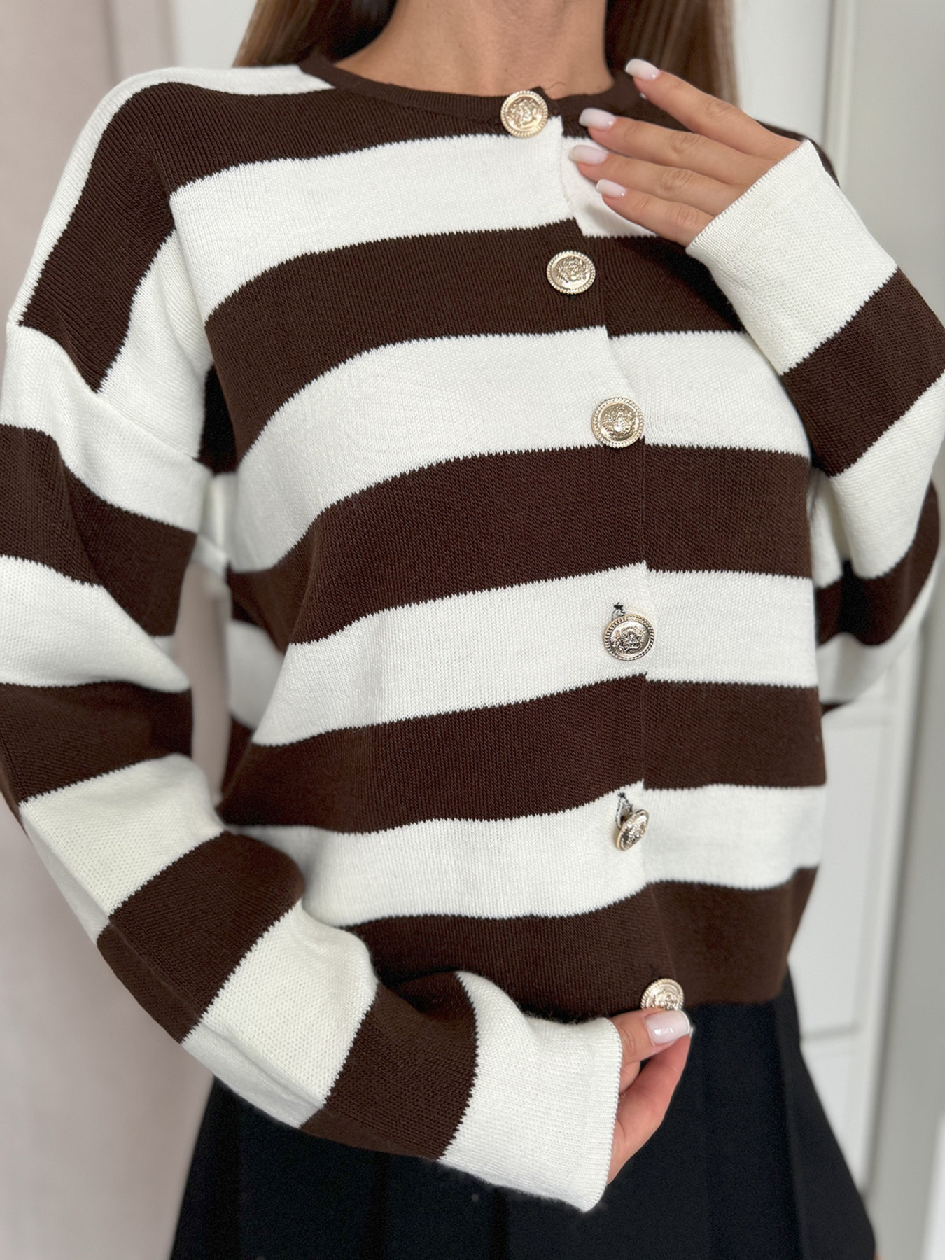 Кардиган ISSA Plus модель WN20-657_коричневый Фото