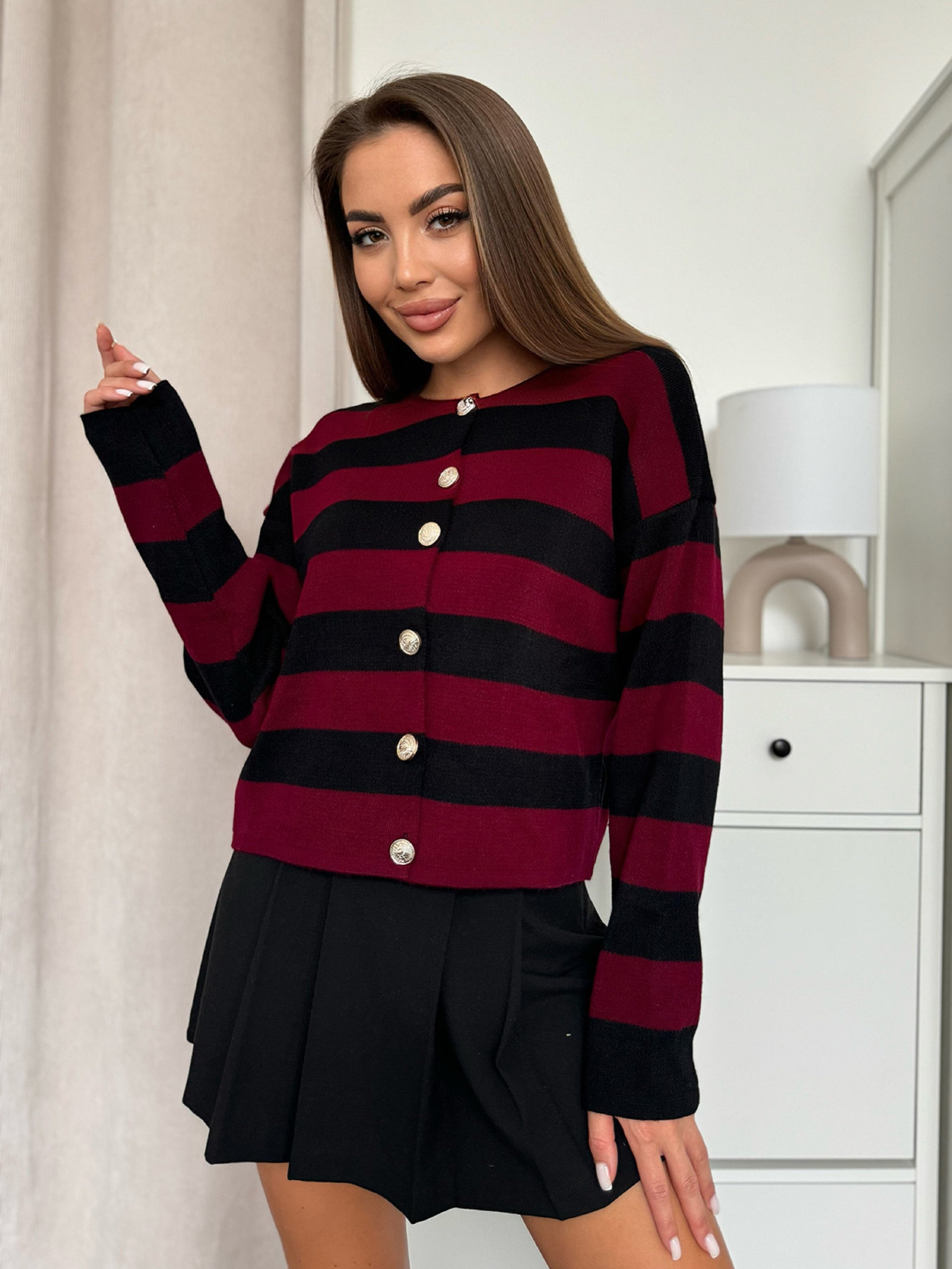 Кардиган ISSA Plus модель WN20-657_бордовый Кардиган ISSA Plus модель WN20-657_бордовый Фото