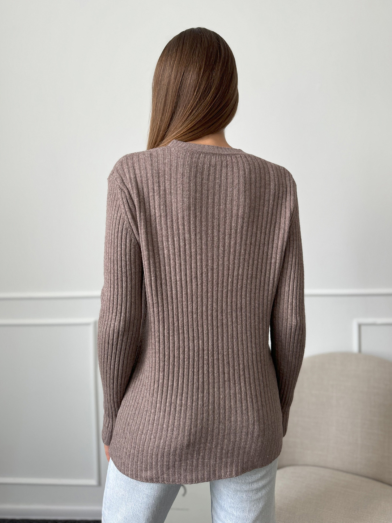 Джемпер ISSA Plus модель WN20-659_коричневый Фото