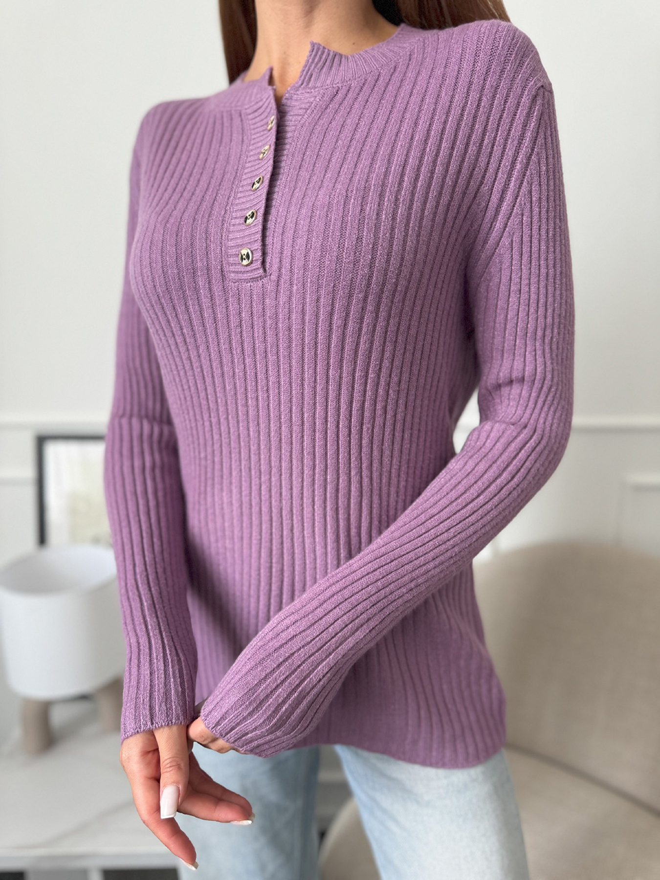 Джемпер ISSA Plus модель WN20-659_сиреневый Фото