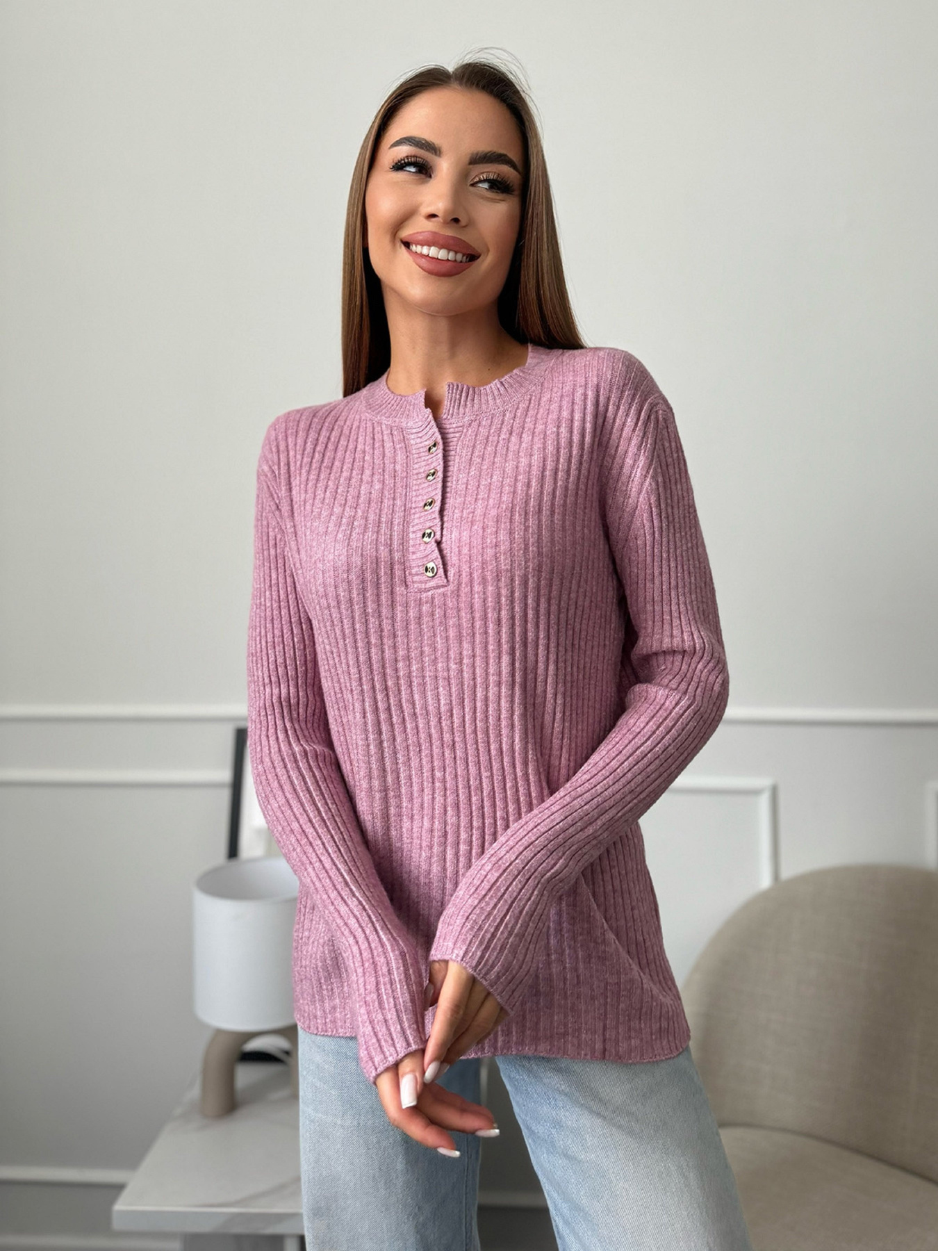 Джемпер ISSA Plus модель WN20-659_темно_розовый Фото