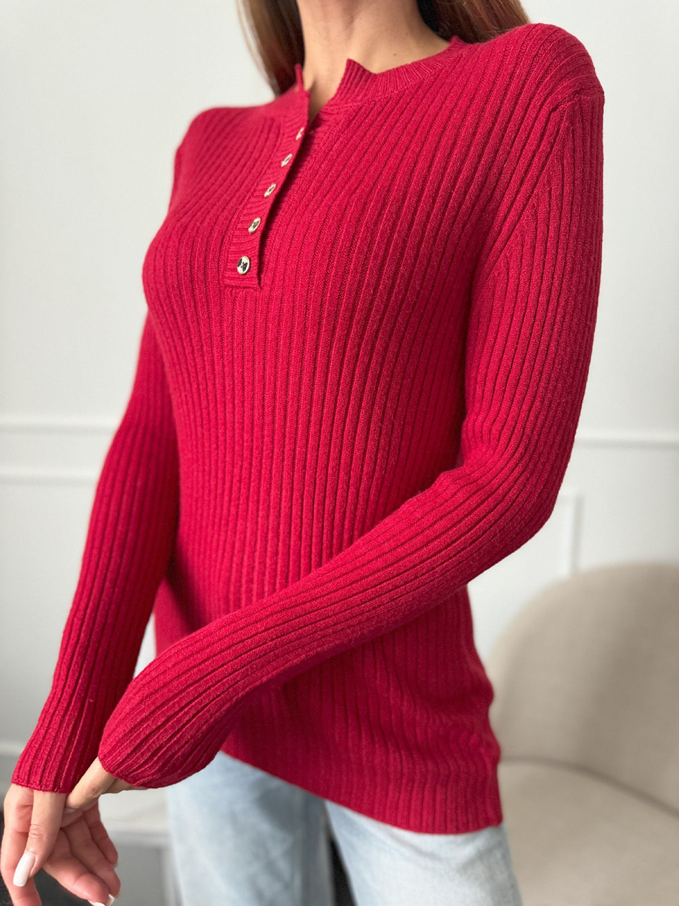 Джемпер ISSA Plus модель WN20-659_красный Фото