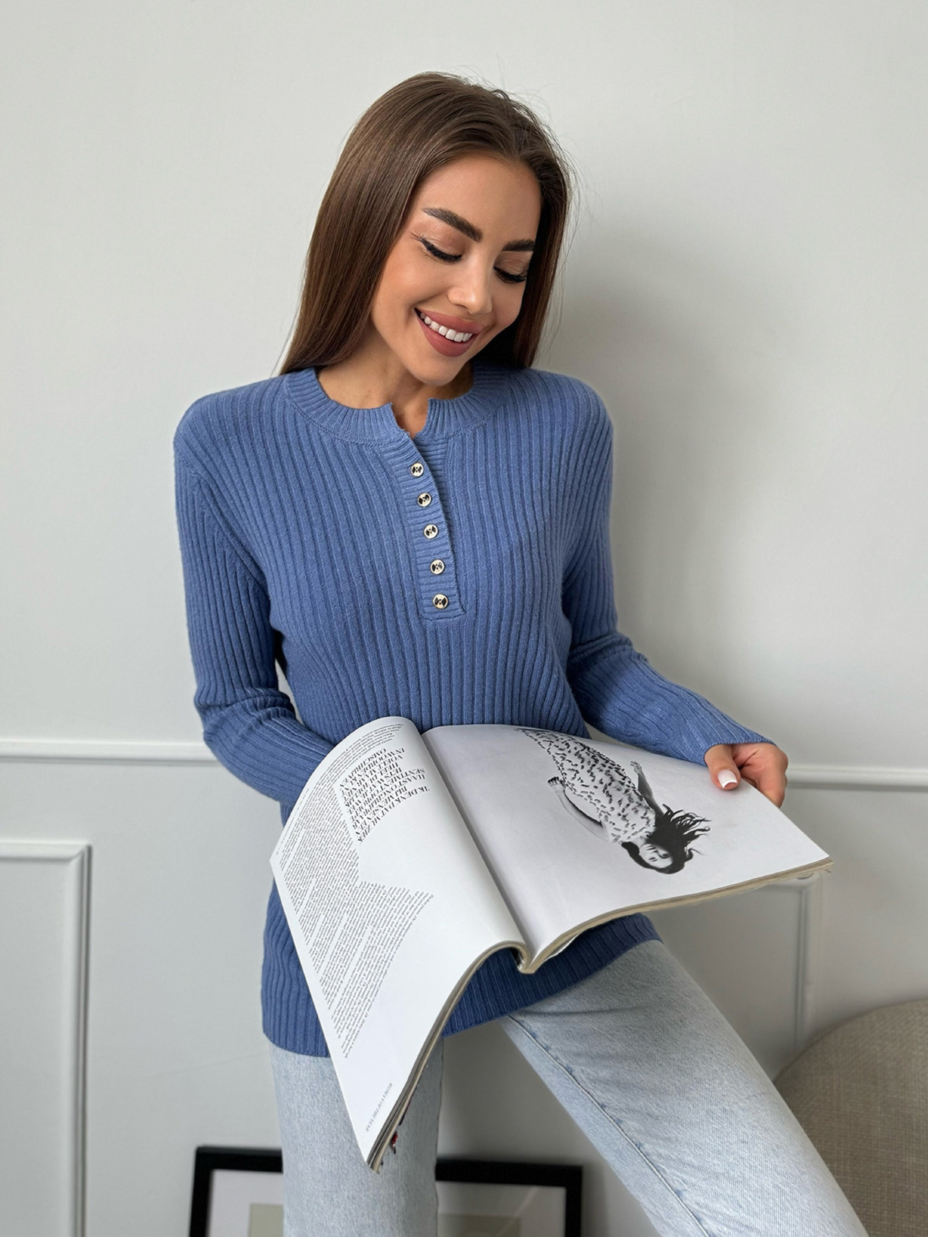 Джемпер ISSA Plus модель WN20-659_синий Фото