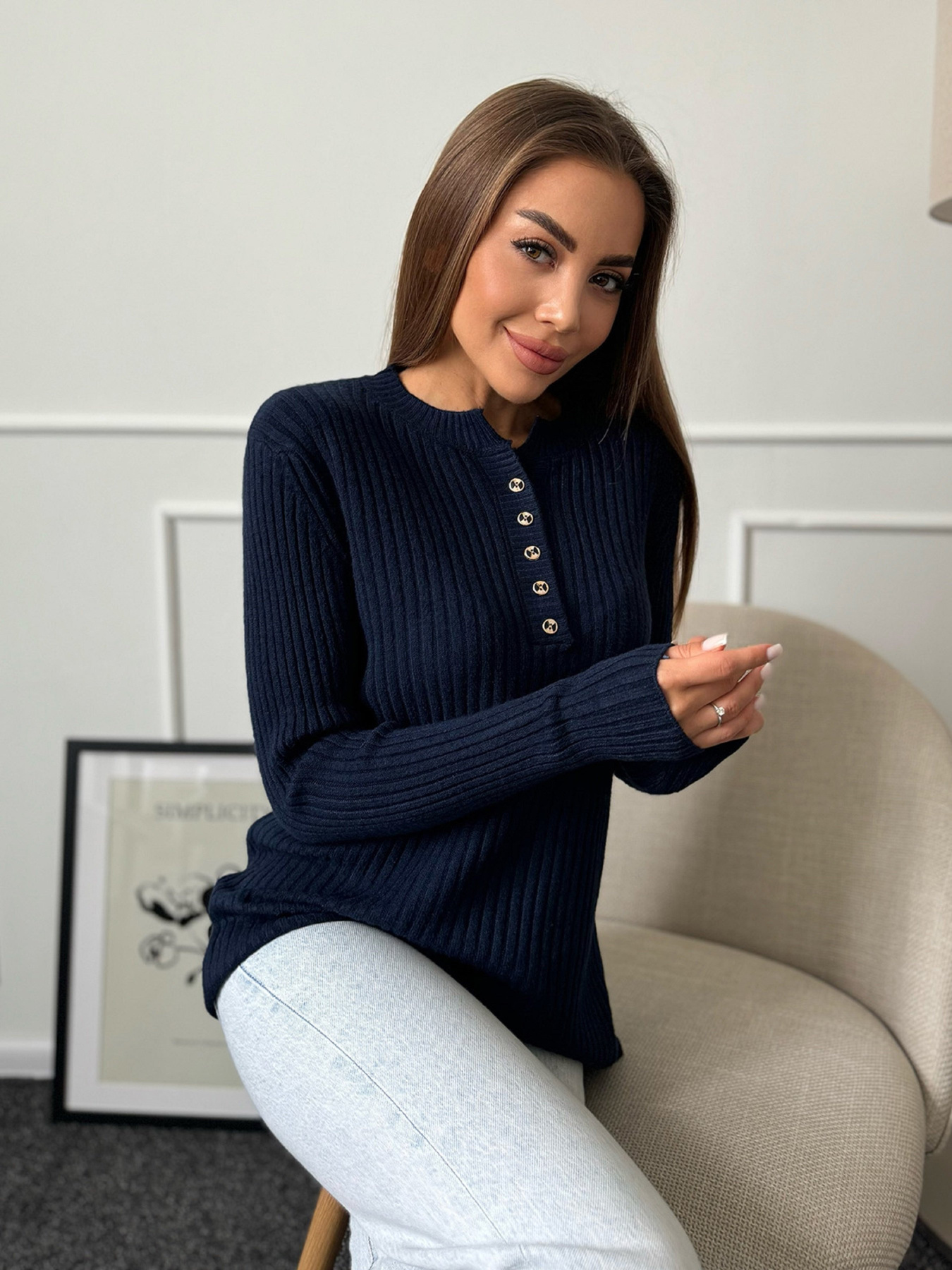 Джемпер ISSA Plus модель WN20-659_темно_синий Фото