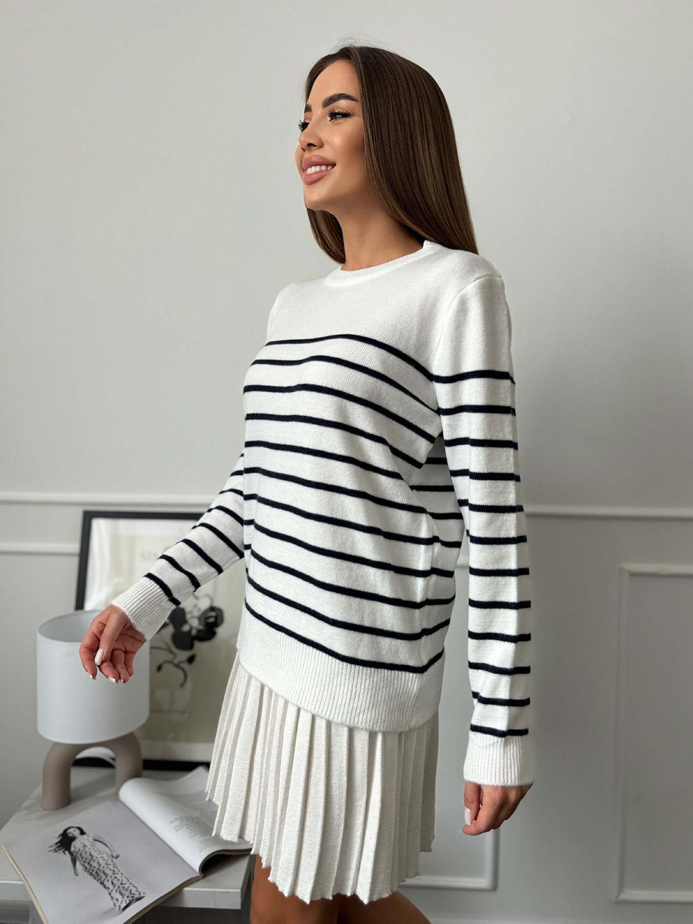 Джемпер ISSA Plus модель WN20-661_молочный Фото