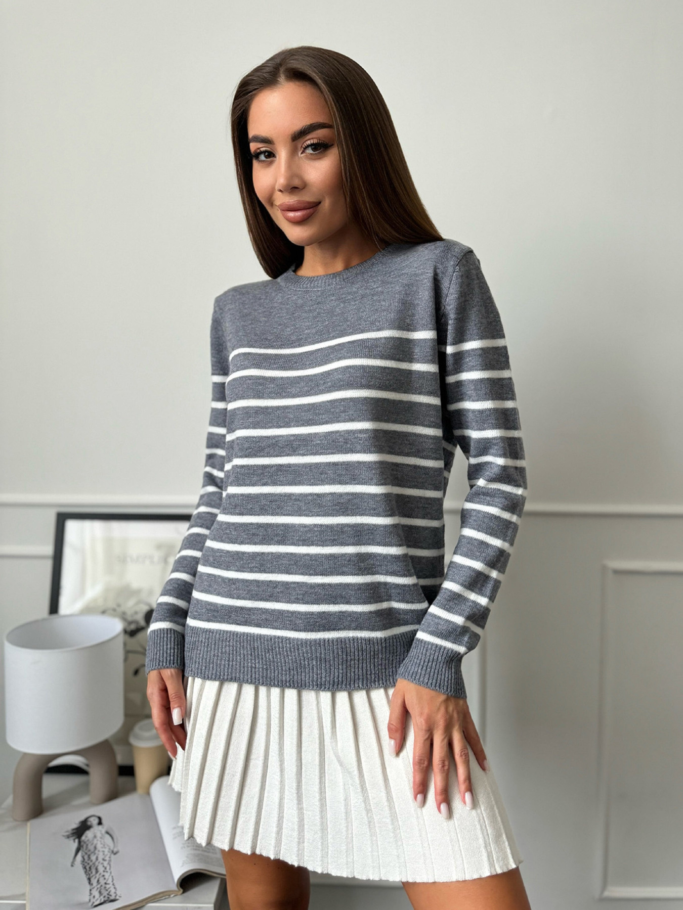 Джемпер ISSA Plus модель WN20-661_серый Фото