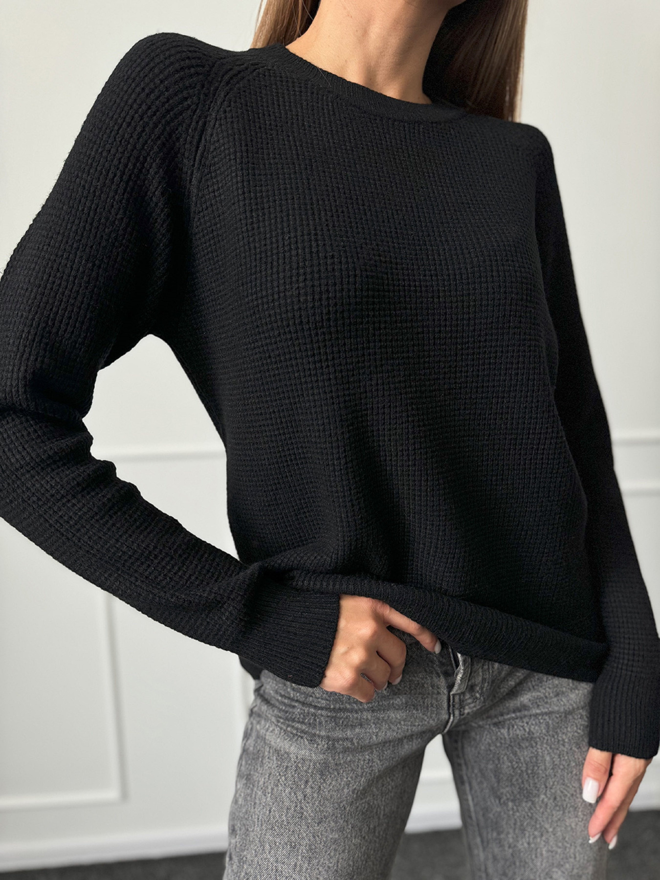 Джемпер ISSA Plus модель WN20-662_черный Фото