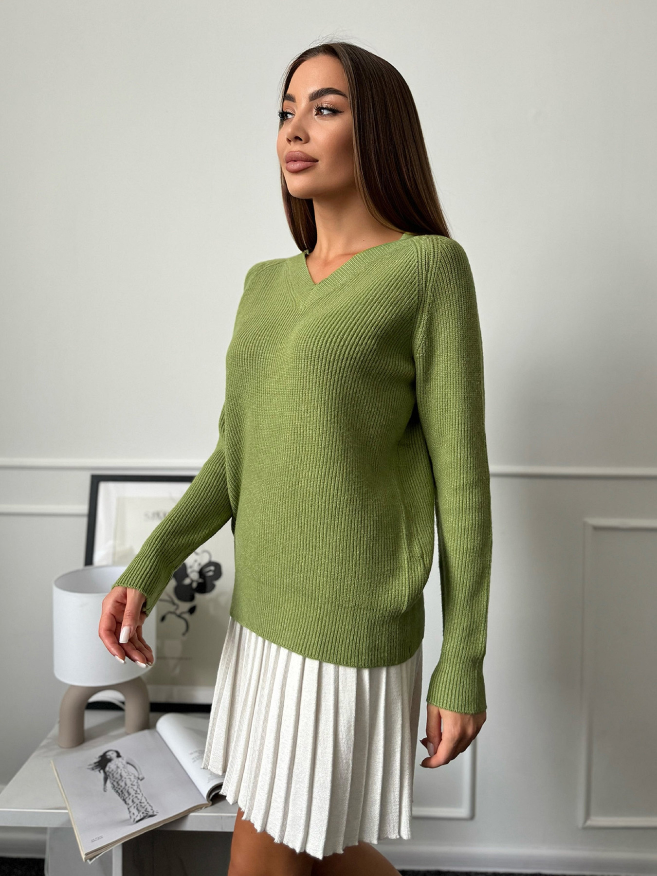 Джемпер ISSA Plus модель WN20-664_зеленый Джемпер ISSA Plus модель WN20-664_зеленый Фото