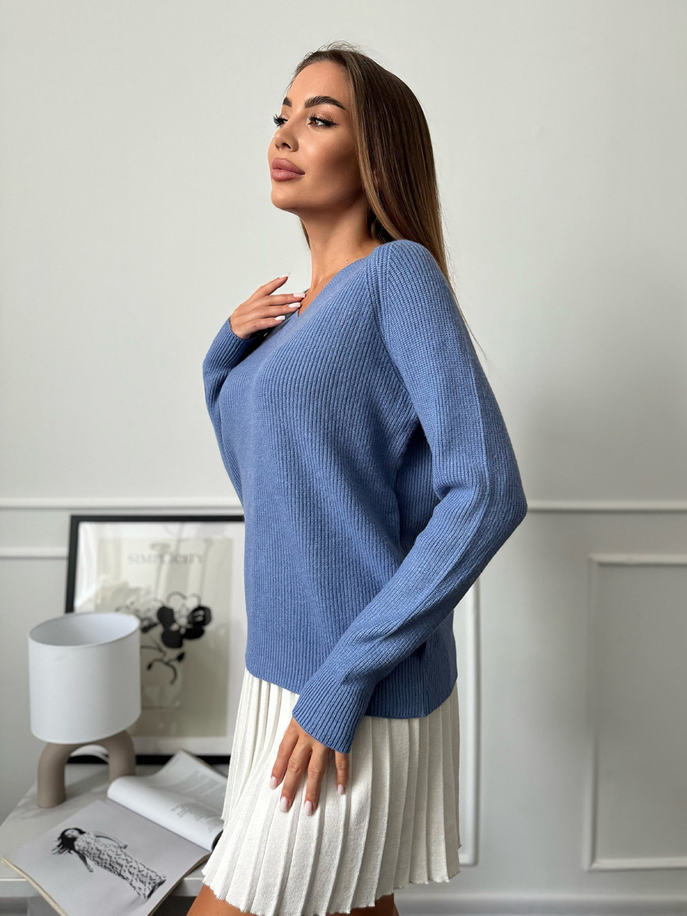 Джемпер ISSA Plus модель WN20-664_синий Фото