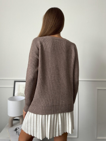 Джемпер ISSA Plus модель WN20-664_коричневый Фото