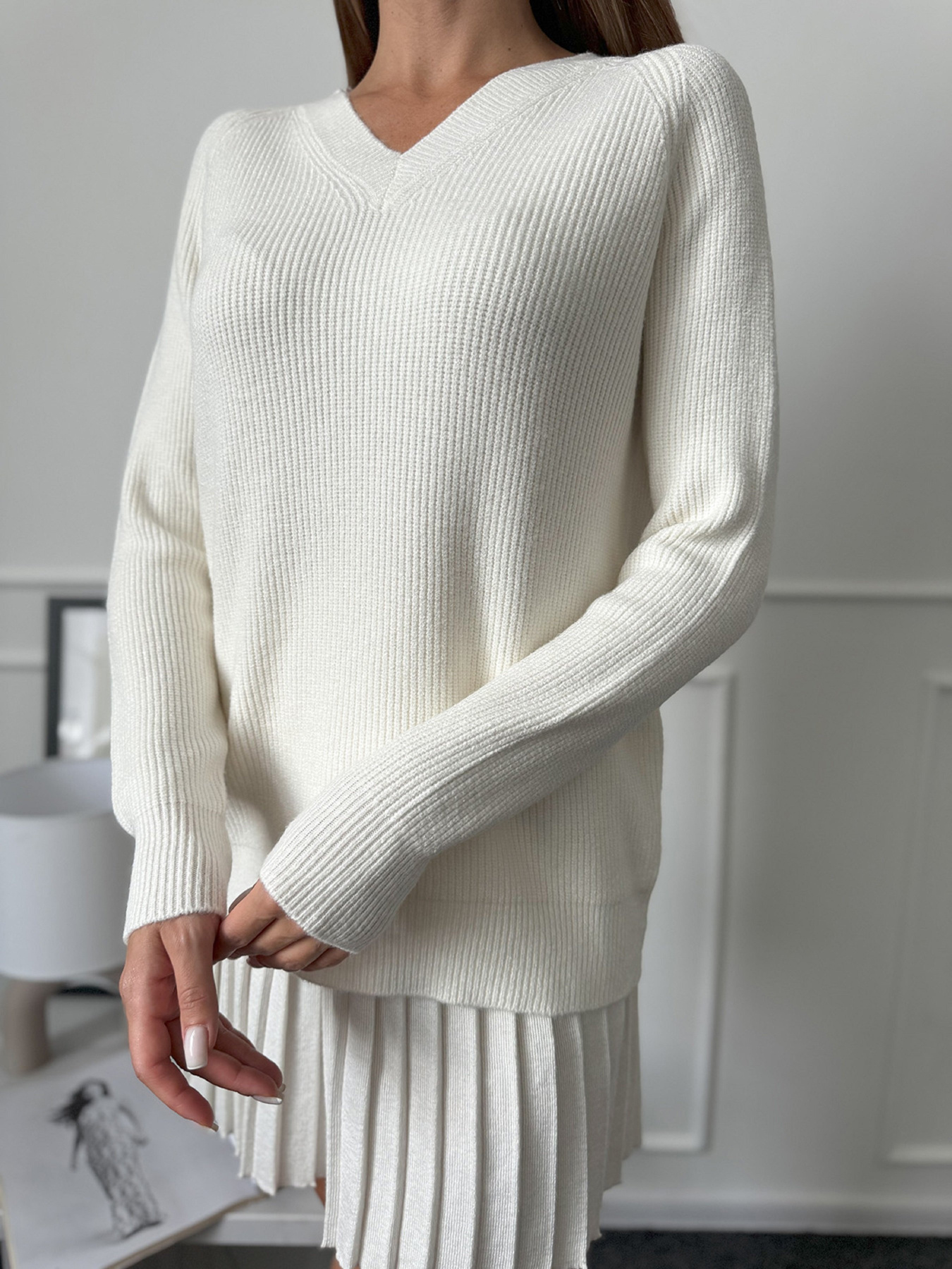 Джемпер ISSA Plus модель WN20-664_молочный Фото