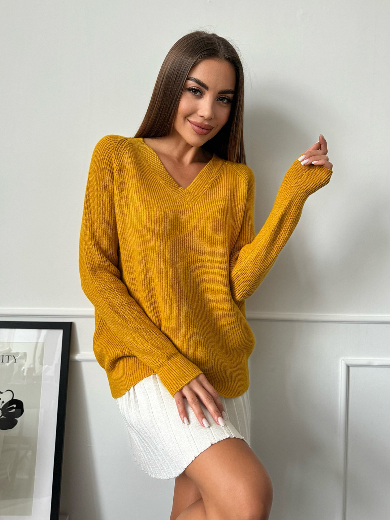 Джемпер ISSA Plus модель WN20-664_горчичный Джемпер ISSA Plus модель WN20-664_горчичный Фото