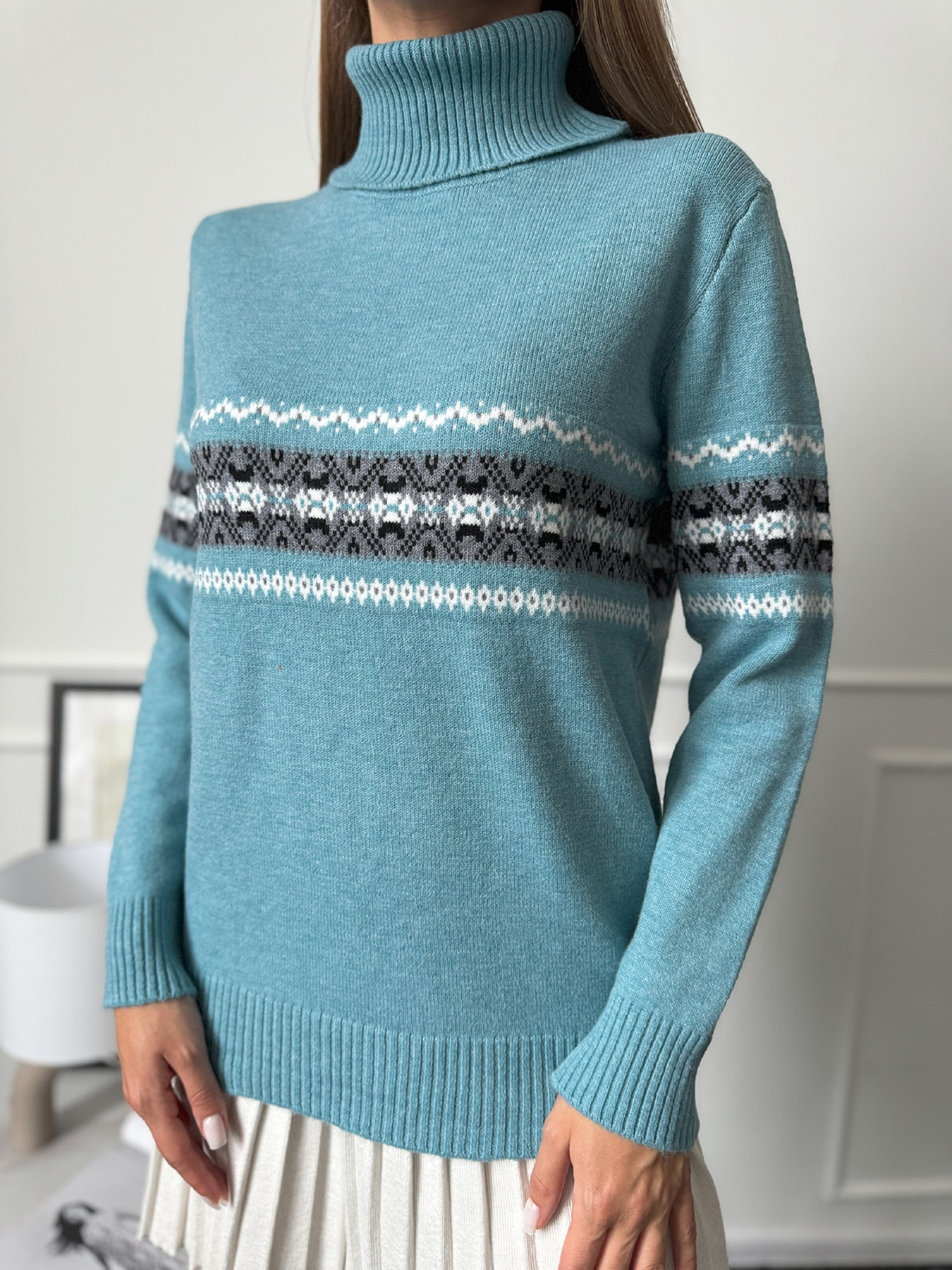 Водолазка ISSA Plus модель WN20-665_бирюзовый Водолазка ISSA Plus модель WN20-665_бирюзовый Фото