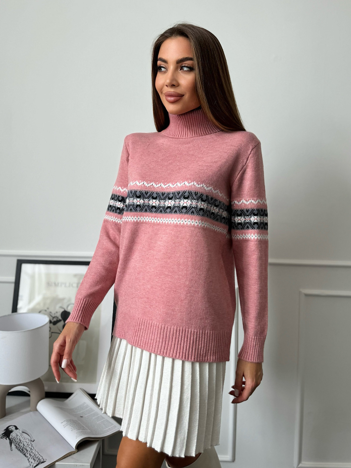 Водолазка ISSA Plus модель WN20-665_розовый Фото