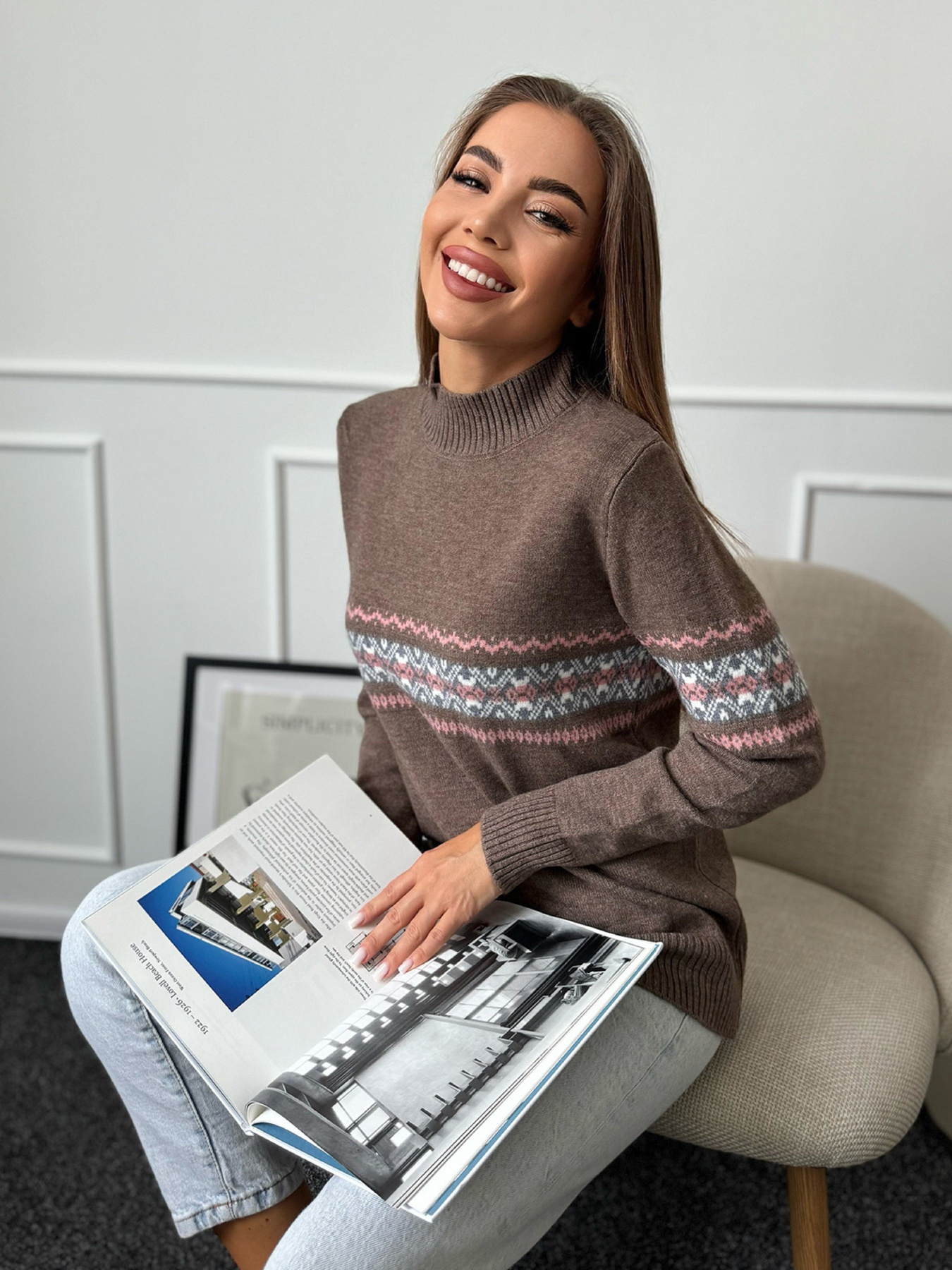 Водолазка ISSA Plus модель WN20-666_коричневый Фото