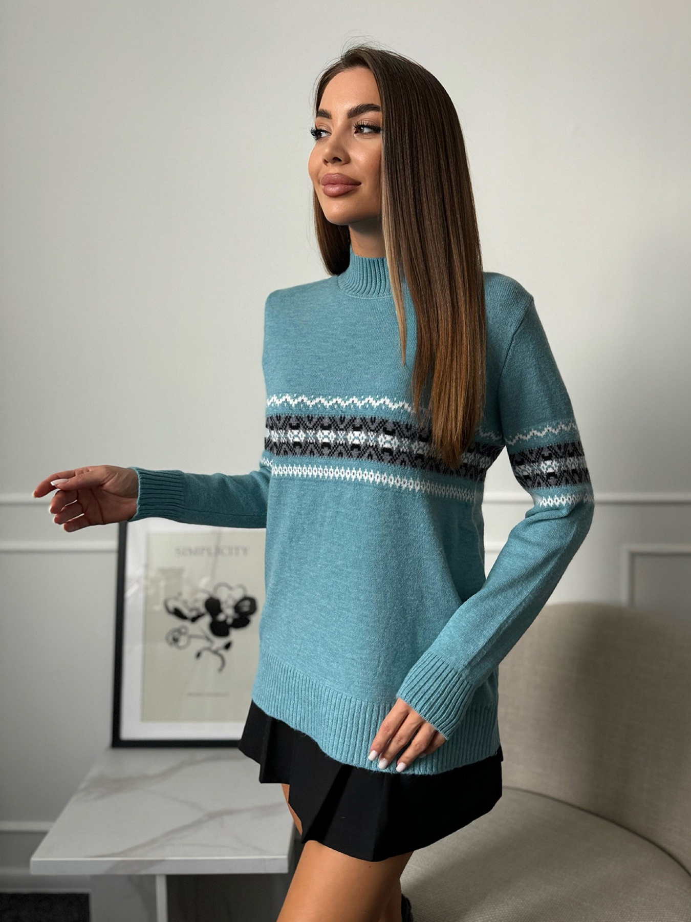 Водолазка ISSA Plus модель WN20-666_бирюзовый Фото