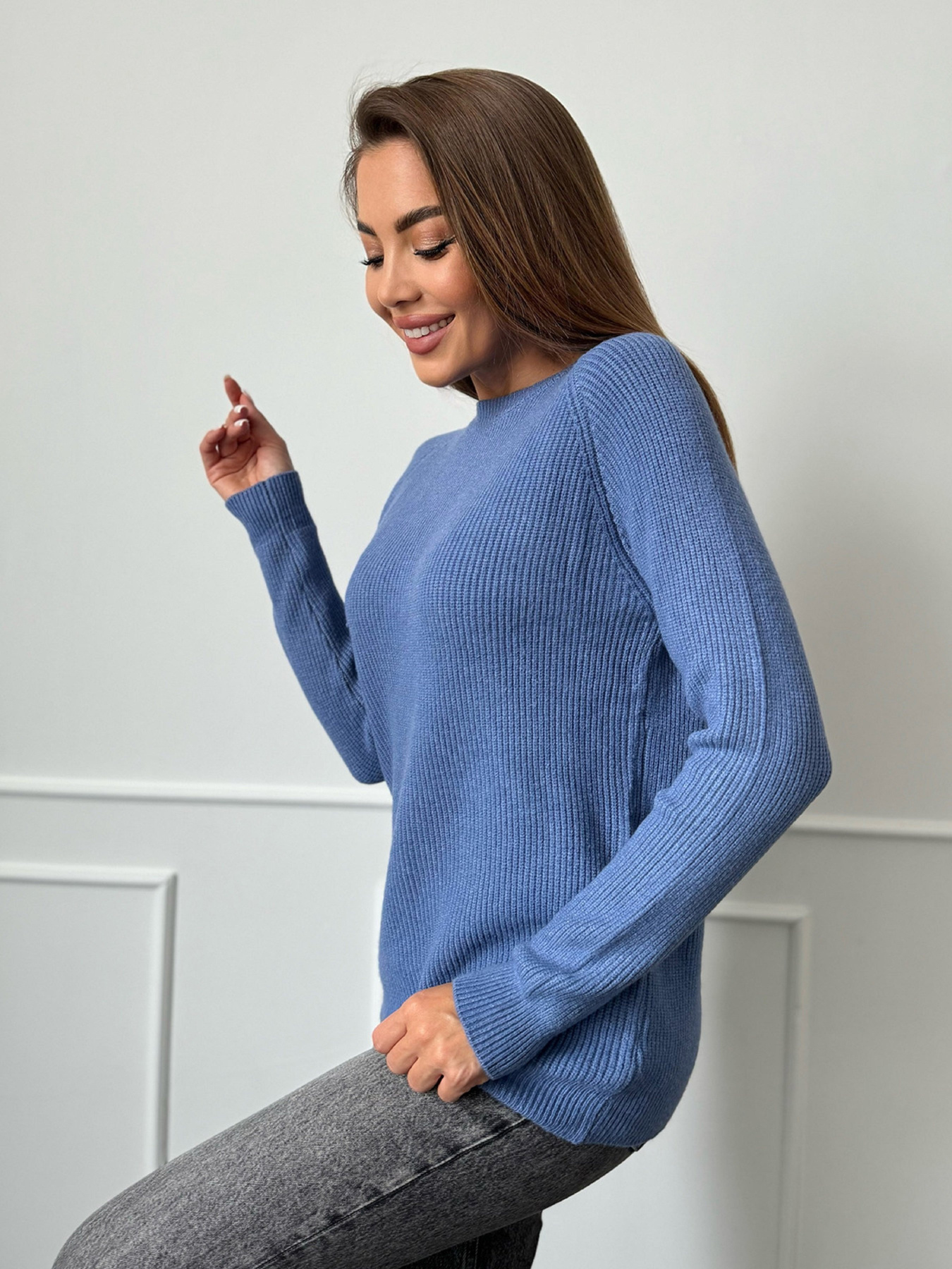 Джемпер ISSA Plus модель WN20-539_светло_синий Джемпер ISSA Plus модель WN20-539_светло_синий Фото