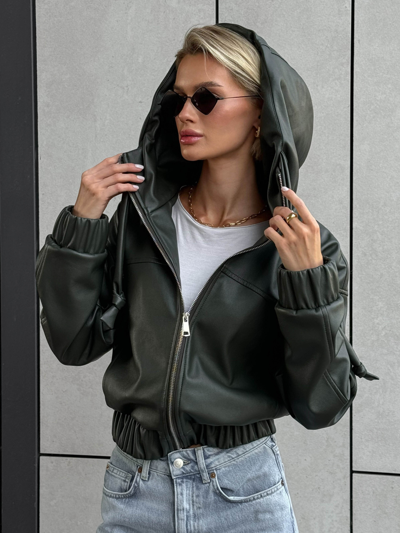 Куртка кожаная Jadone Fashion модель Tvist_zel Фото