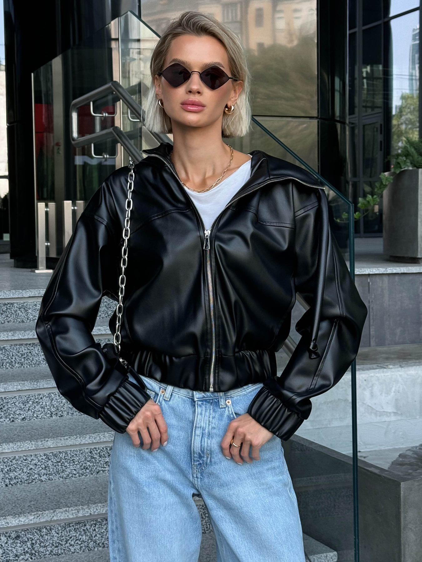 Куртка кожаная Jadone Fashion модель Tvist_ch Фото