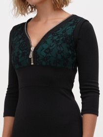 Платье мини Sassofono модель A271-SC-2347_чорный_зелёный Фото