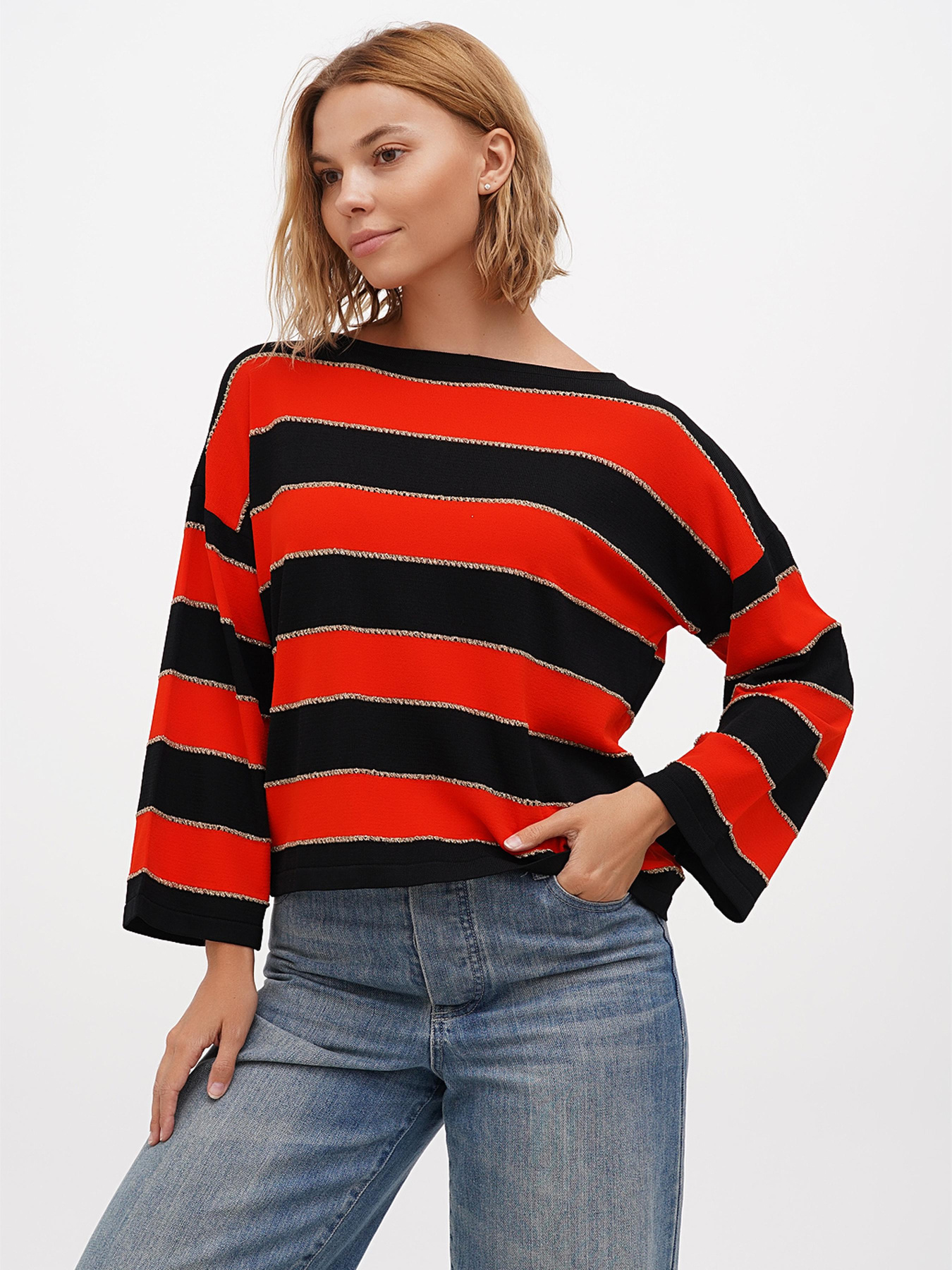 Джемпер Sassofono модель A271-SF-3588_черный_коралловый Фото