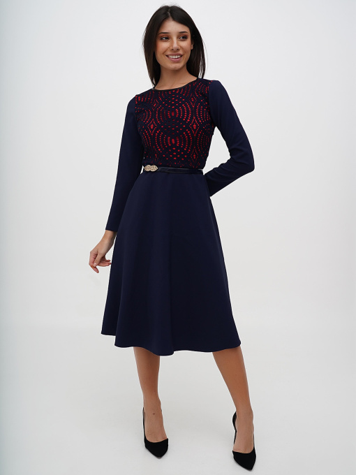 Платье миди Sassofono модель A271-SC-3488_красно_синий Фото