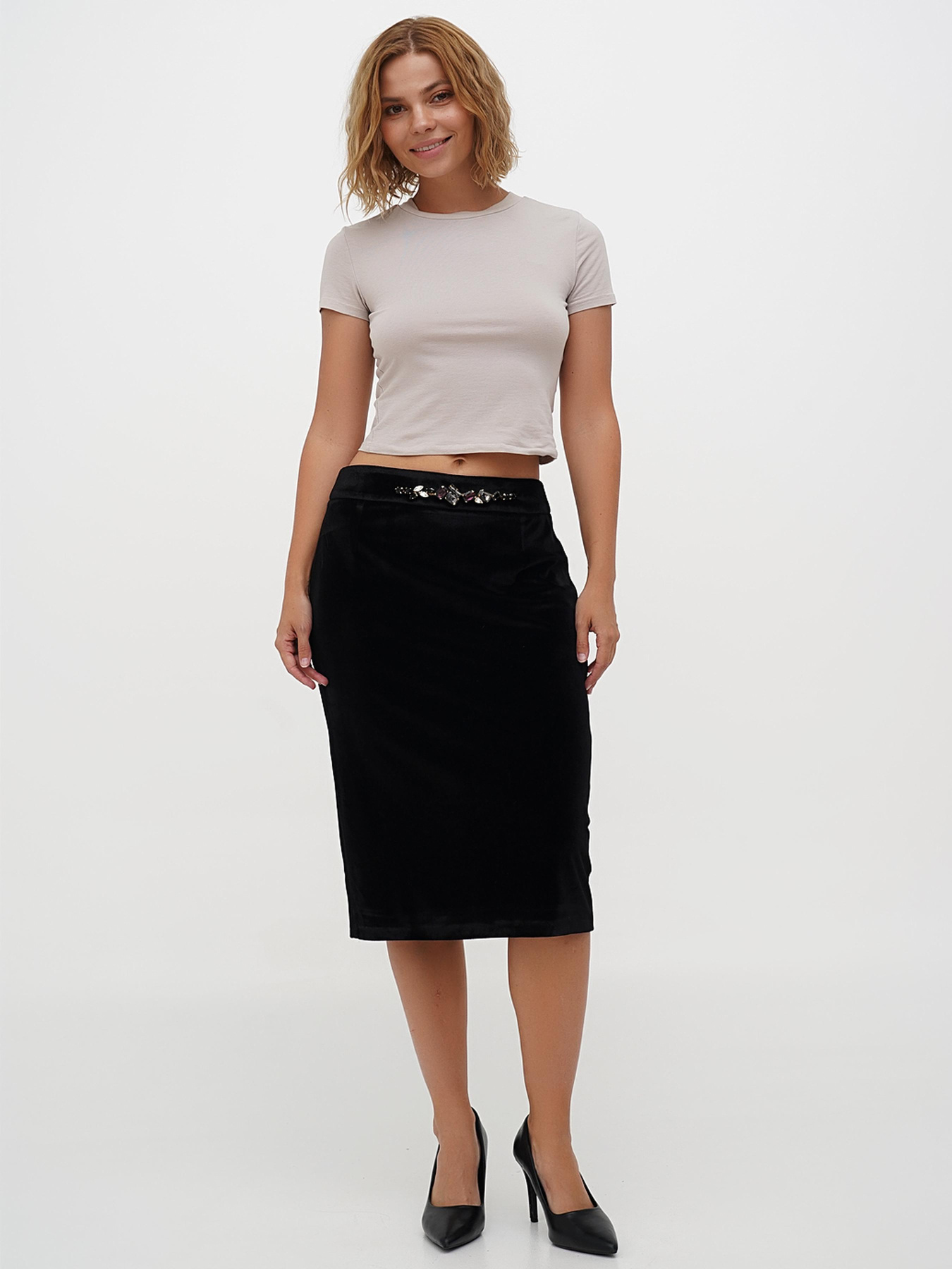 Юбка миди Sassofono модель A271-SF-2890_черный Фото