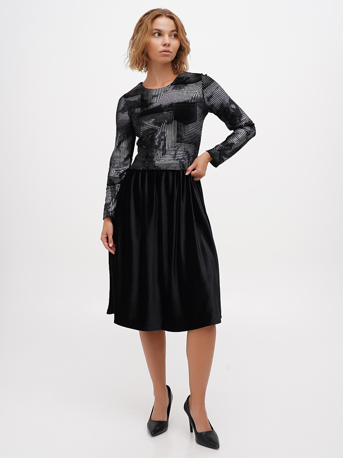 Платье миди Sassofono модель A271-SC-3515_серебро_черный Фото