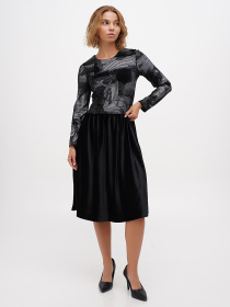 Платье миди Sassofono модель A271-SC-3515_серебро_черный Фото