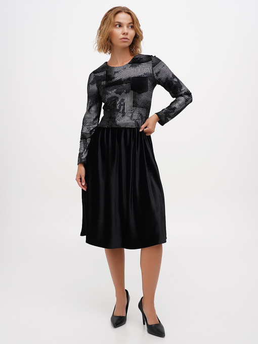 Платье миди Sassofono модель A271-SC-3515_серебро_черный Фото