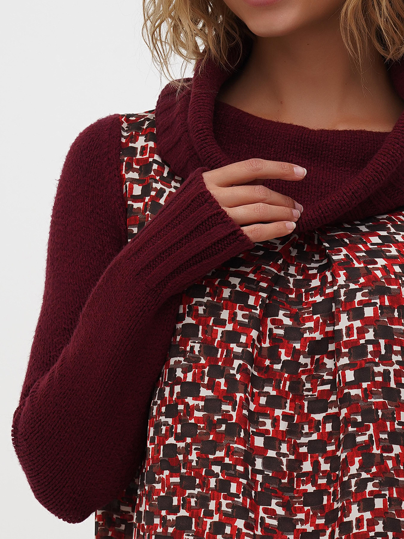 Платье мини Sassofono модель A271-SC-2579_бордовый Фото